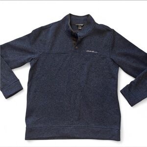 Eddie Bauer Gray and Brown Snap Pullover
